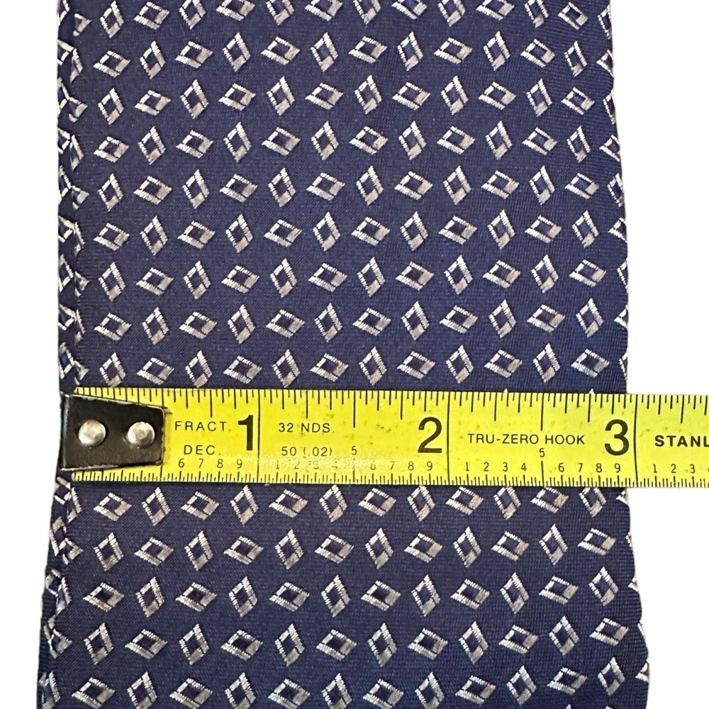Lanvin  Paris Blue Gray Diamond Print Silk Tie Width 3inches - Picture 5 of 7